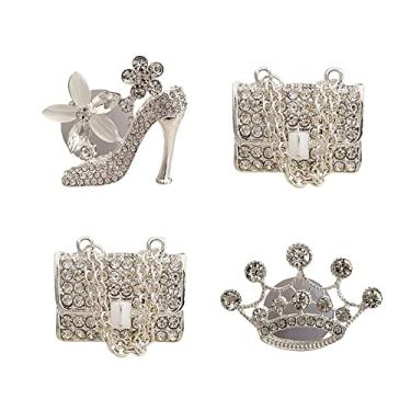 Imagem de Crystal High Heel Shoe & Magic Bag & crystal crown Car Air Vent Clip Charm sparkly rhinestone Car Accessories，Car Interior Decoration Charm，Rhinestone cute Car Decor girls (4 Piece Set)