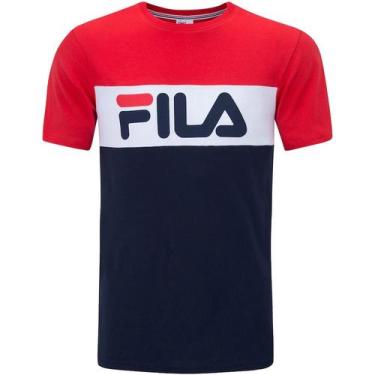 Imagem de Camiseta Fila Letter Colors Masculina - Marinho E Vermelho