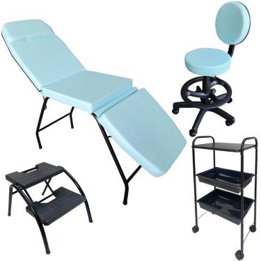 Imagem de Kit Estética Maca 3 pos Mocho Escada e Carr. Estof. Tifany