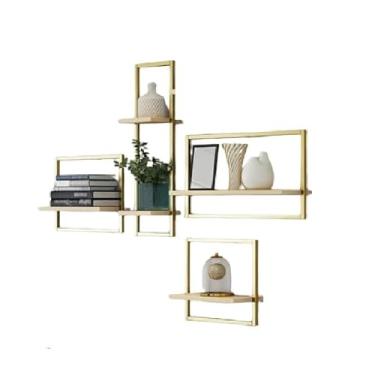 Imagem de Nicho Prateleiras Industrial Dourado Peças Decorativas Parede (1 - Peça - 60×30cm)