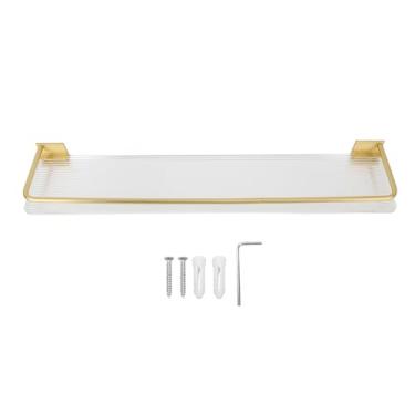 Imagem de Prateleira de Parede para Banheiro, 50x10cm / 19,7x3,9 pol. Prateleiras de Parede de Alumínio Com Espaço Multifuncional, para Sala de Estar, Cozinha e Quarto (Ouro)