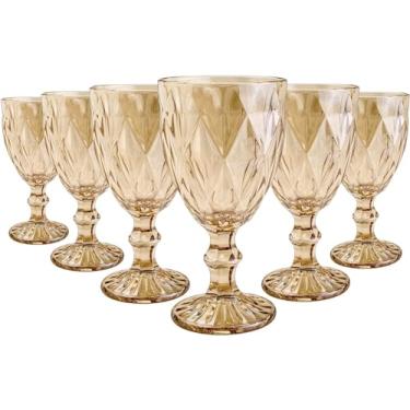 Imagem de Conjunto 6 Taças Para Água de Vidro, Laranja (Âmbar Metalizado) 340 ml