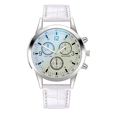 Imagem de LMMYUN Relógios masculinos de negócios – Relógio de pulso moderno casual com quartzo à prova d'água, pulseira de aço inoxidável de titânio, relógio de pulso elegante presente para homens, Branco - A-W
