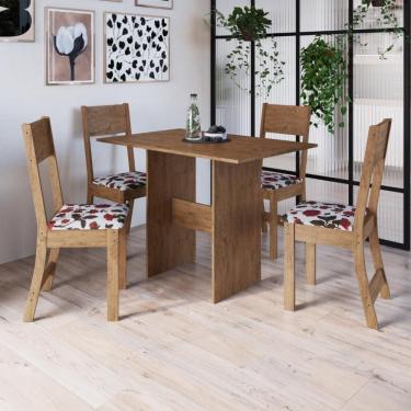 Imagem de Conjunto Sala de Jantar Fidelitá Siena Com 4 Cadeiras Noce Assento Floral