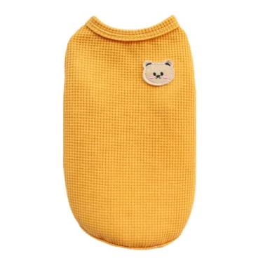 Imagem de FADAAR 2 peças colete urso roupas para cães gato sólido camiseta roupas cães moda fina algodão verão fantasia de gato Kedi Katten (2GG, amarelo)