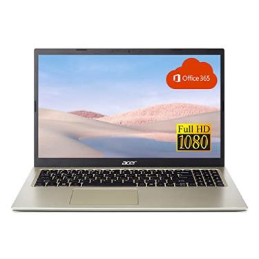 Imagem de Acer Notebook Aspire fino e leve, tela FHD de 15,6 polegadas, processador Intel Celeron dual-core N4500, 8 GB de RAM, SSD de 256 GB, webcam, WiFi, HDMI, Bluetooth, Windows 11, Safari Gold + One Year