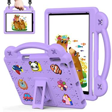 Imagem de QYiiD Capa infantil para iPad Air 1, infantil à prova de choque com suporte para lápis, alça de ombro dobrável para iPad Air 1 (A1474/A1475/A1476), roxo