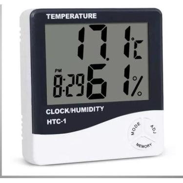 Imagem de Termo Higrômetro Relógio Digital Medidor Umidade Temperatura - Lullu P