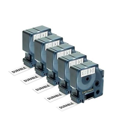 Imagem de Label Orison Fita adesiva de substituição Dymo D1 45803 S0720830 preto sobre branco (19 mm) 3/4" L x 23' C fita de etiquetagem compatível com LabelManager 360D 420P 500TS, 5 cartuchos