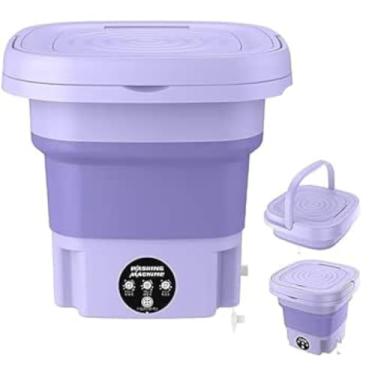Imagem de Mini Lavadora Portátil Para Casa, Máquina De Lavar Automática Dobrável De 8 L Com Balde, Máquina De Lavar Roupas Íntimas E Meias Com 3 Velocidades Para Viagens Domés purple-8L - SHACK