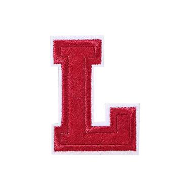 Imagem de Aplique bordado de letras, aplique de roupas, aplique de ferro/costurar no alfabeto inglês bordado decoração para camiseta casaco jeans bolsa (L)
