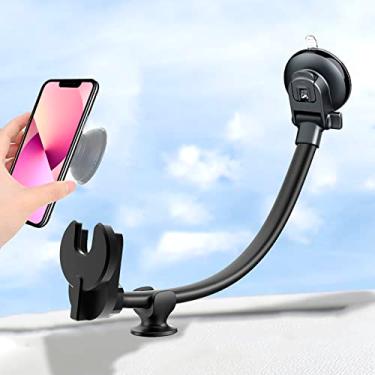 Imagem de JCTRIWAY Suporte de telefone de carro para usuário de suporte dobrável de suporte/soquete, para-brisas/painel/ventilação com ventosa forte, suporte de celular pescoço de ganso de braço longo de 33 cm