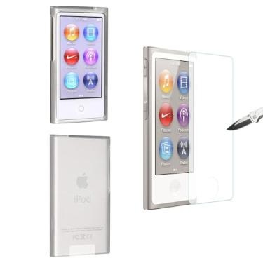 Imagem de AudioPartner Película protetora de tela 9H ultrafina de vidro temperado para iPod Nano 7 8 8ª película protetora de tela LCD 8G, à prova de choque e resistente a arranhões (capa transparente + vidro)
