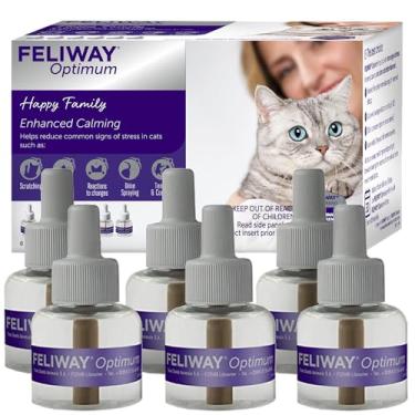 Imagem de FELIWAY Optimum Recargas calmantes para gatos de 6 x 30 dias para difusor de feromônio, pacote econômico de 6 x 48 ml – Ajuda a reduzir sinais comuns de estresse em gatos e gatinhos, acalma melhor