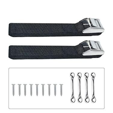 Imagem de Battery Box Hold-Down Strap Tie Down Strap for Gas Fuel Heavy Duty Battery Box Replament Tie Down Straps Kit Anti-UV Strap with Stainless Steel Cam Buckle, Stainless Steel Deck Loop Mounts, SS Screws