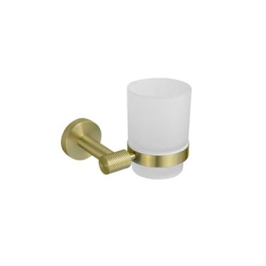 Imagem de Kit de hardware de ouro escovado, montagem na parede, barra de toalha de mão, suporte de papel higiênico, gancho de robe, cabide de copo, conjunto de acessórios de banheiro, suporte de copo