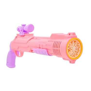 Imagem de Brinquedo Infantil Lança Bolhas de Sabão Elétrico Arma Pistola de Bolhas Máquina Elétrica Bolhas Arma Bolas Sabão… (Rosa)