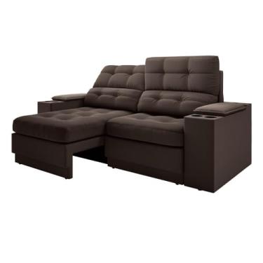 Imagem de Sofá com Usb Retrátil e Reclinável Eureka 1,70m - Chocolate