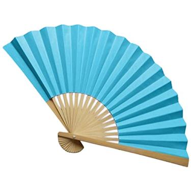 Imagem de YQHWLKJ Ventiladores de mão dobráveis estilo chinês, leque dobrável de mão, papel de bambu, leque dobrável, festas, presentes de casamento, decoração de casa
