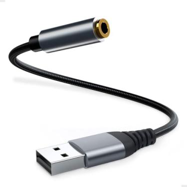 Imagem de Placa De Som Usb P3 Fone Microfone 3.5mm Externa Pc Notebook Aux TRRS Conector Estéreo Adaptador de fone de ouvido Microfone Headset