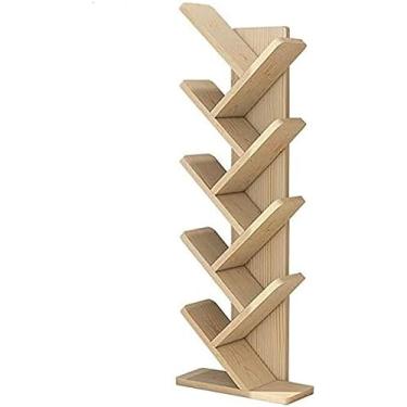 Imagem de Prateleira de mesa moderna, estante de árvore, 11 camadas, estante de chão, pinho natural, madeira, organizador de mesa de escritório, 9 camadas