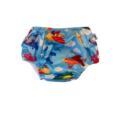 Imagem de Fralda Sunga para Bebê Piscina Reutilizável Impermeável - Sunga Calcinha Biquini Natação Infantil Ecológica (Aviões, X-Grande)