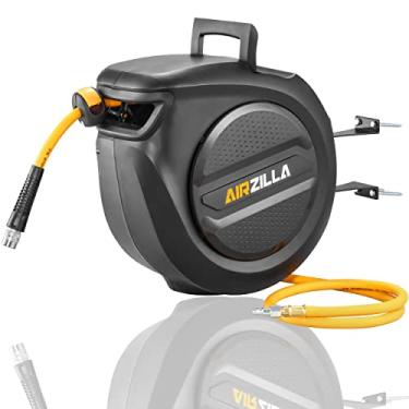 Imagem de AIRZILLA Retractable Air hose reel 3/8" Inch x 50 ft Flex Hybrid Air Hose, Air compressor Hose Reel with 6 ft Lead in, Quick Connect, Mounted 180° Swivel, 300PSI