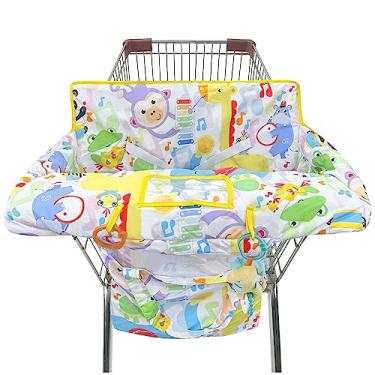 Imagem de Capa de carrinho de compras para bebês, capa de cadeira alta 2 em 1 com bolsa de pano portátil, almofada de assento de carrinho para bebês, capa de almofada de mercearia, restaurante, adequada para
