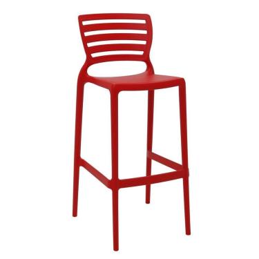Imagem de Cadeira Tramontina Sofia Alta Bar Em Polipropileno E Fibra De Vidro Vermelho