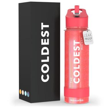 Imagem de Garrafa de água térmica Coldest com tampa de canudo – Garrafa térmica de metal de aço inoxidável para homens e mulheres (vermelho Marte glitter - 700 ml)