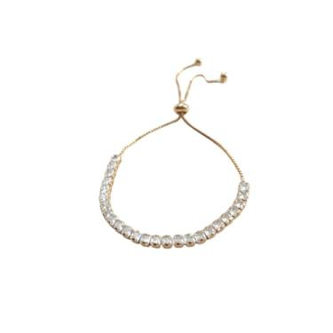 Imagem de Pulseira Regulável com Zircônia Quadradas Jessie's Semijoias