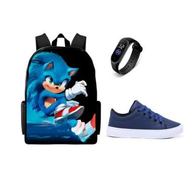 Imagem de Mochila Masculina Estampada Mais Tenis E Relogio Juvenil Top - Kaut, A