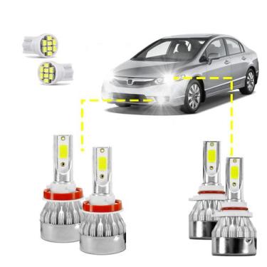 Imagem de Kit ultra led honda new civic 2007/2011 20000 lúmens 6500k - alta/milh