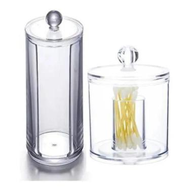 Imagem de Kit Porta Algodão E Cotonete Acrílico Redondo  f7142 - LYOR, Transpare