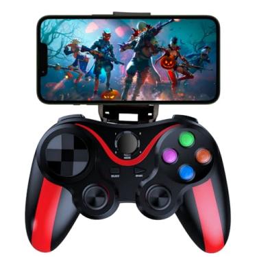 Imagem de Controle Bluetooth para Celular, iOS, Android, PC, Suporte Integrado, Gamepad Recarregável com Joystick Ergonômico, Compatível com Smart TVs, Jogos Mobile, Ideal para Jogos e Aplicativos G7 (Vermelho)