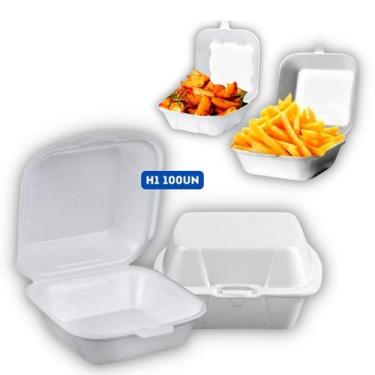 Imagem de Hamburgueira Isopor H1 Pequena Lanches Porções 100 Unidades - Darnel /