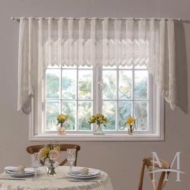 Imagem de Cortina Para Cozinha Cascata Renda Marfim 3,00x1,00 Arabesco - Interla