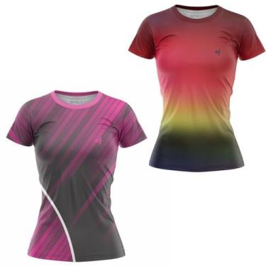 Imagem de Kit 2 Blusa Feminina Fitness Academia Camisa Caminhada Degrade Camiset