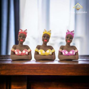 Imagem de Kit 3 Boneca Namoradeira Laço 18 Cm Em Gesso Decoração Janela Varanda 