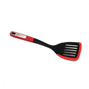 Imagem de Espátula Escumadeira Vazada Reta Silicone Utensílio Cozinha Pão Duro C