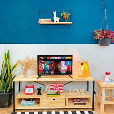 Imagem de Rack de TV Industrial de Ferro e Madeira Style Square 2 Nichos e 1 Nic