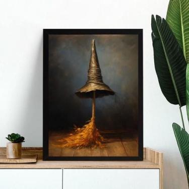 Imagem de Quadro Chapéu E Vassoura De Bruxa 45X34Cm - Quadros On-Line
