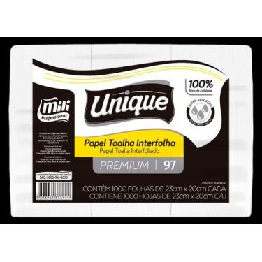 Imagem de Papel toalha interfolha unique premium 30g 1000fls 23x20cm mili