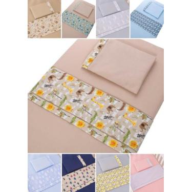 Imagem de kit 3 pçs lençol chiqueirinho 100cm x 70cm menino e menina para bebe c