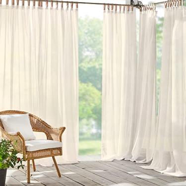 Imagem de Elrene Home Fashions Painel de cortina transparente sólido para pátio, pérgola, varanda, deck, lanai e cabana, 132 x 213 cm (1, marfim