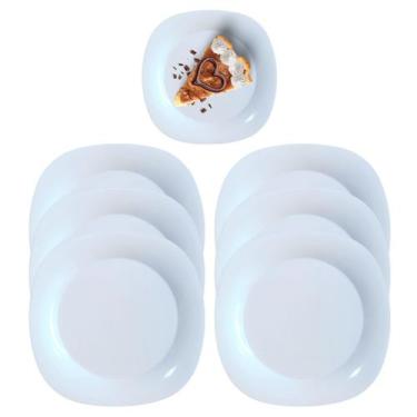 Imagem de Jogo 6 Pratos Quadrado Branco 20cm em Melamina Premium - Fratelli