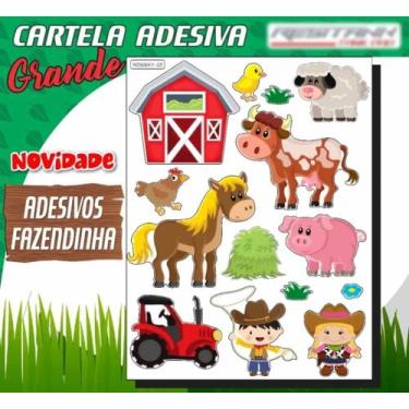 Imagem de Adesivo Fazendinha - Cartela - Etiquetas Auto Colantes Big - Resitank