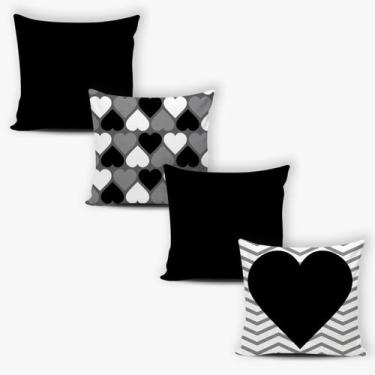 Imagem de Kit 4 Capas de Almofadas Decorativas com Zíper + 4 refil de almofada  