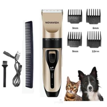 Imagem de Kit Máquina Tosa Pets Cachorro Tosar Cães Gatos Profissional Cor Doura