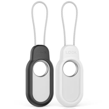 Imagem de Pacote com 2 capas compatíveis com Samsung Galaxy Smart Tag 2 TUDIOW com trava de cabo para Smart Tag 2, capa protetora antiperda para Samsung Galaxy SmartTag 2 (preto + branco)